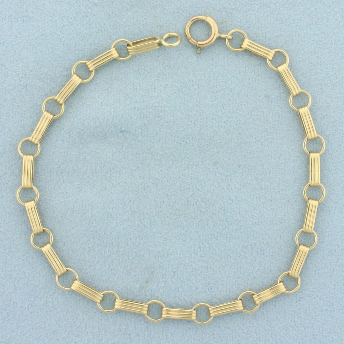 Vintage Watch Chain Link Bracelet In 14k Yellow Gold