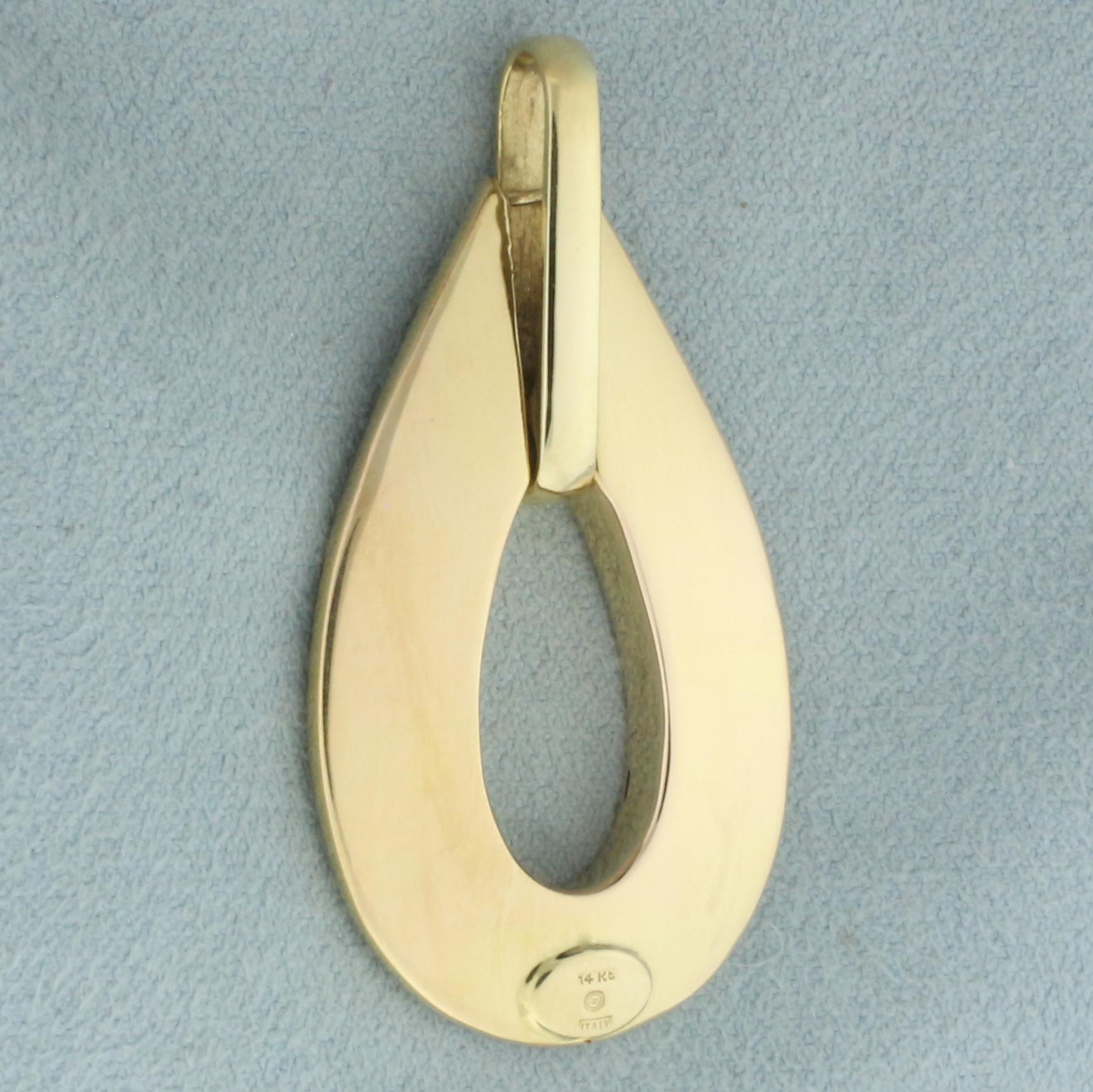 Italian Modern Design Dangle Pendant In 14k Yellow Gold