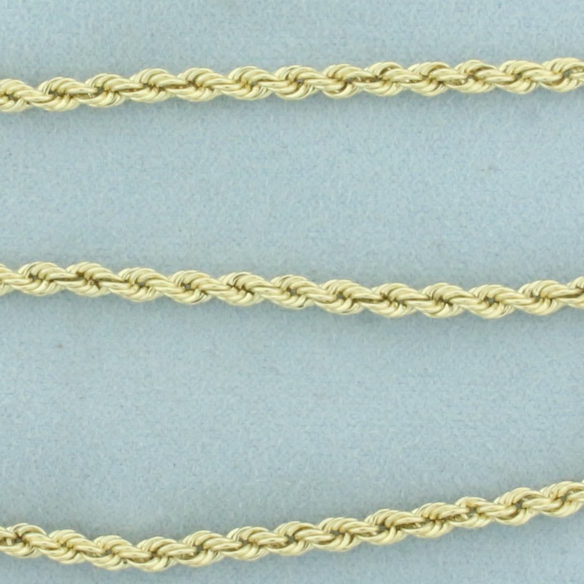 20 Inch Rope Link Chain Necklace In 14k Yellow Gold