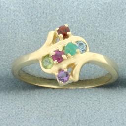 Rainbow Gemstone Ring In 10k Yellow Gold