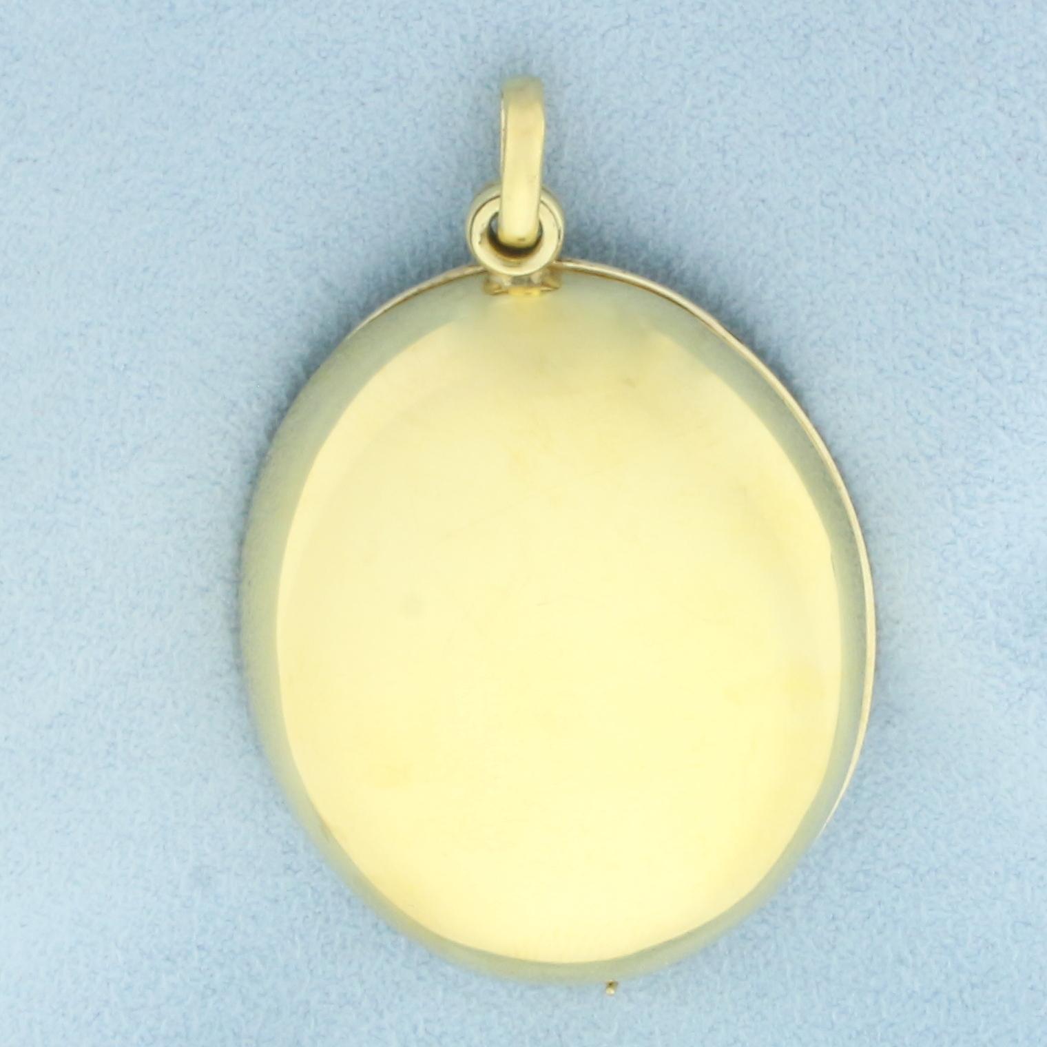 Antique Diamond Cameo Locket In 14k Yellow And White Gold