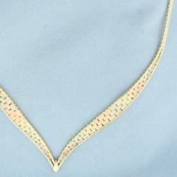 Tri-color Woven V Choker Necklace In 14k Yellow, White, And Rose Gold