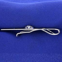 Vintage 1/2ct Old European Cut Diamond Tie Clip In 10k White Gold