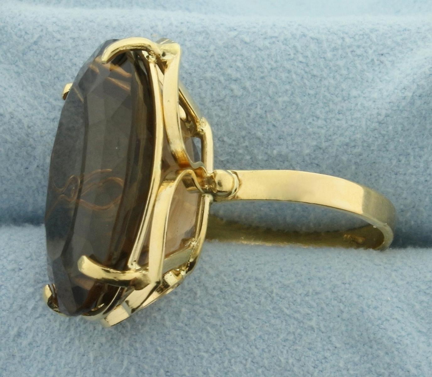 40ct Smokey Topaz Statement Ring In 18k Gold