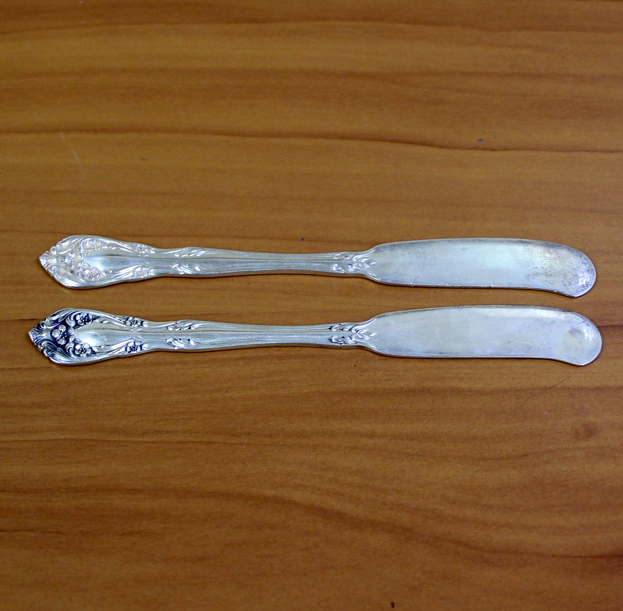 Alvin Chateau Rose Flat Handle Stering Silver Butter Spreaders Set Of 2