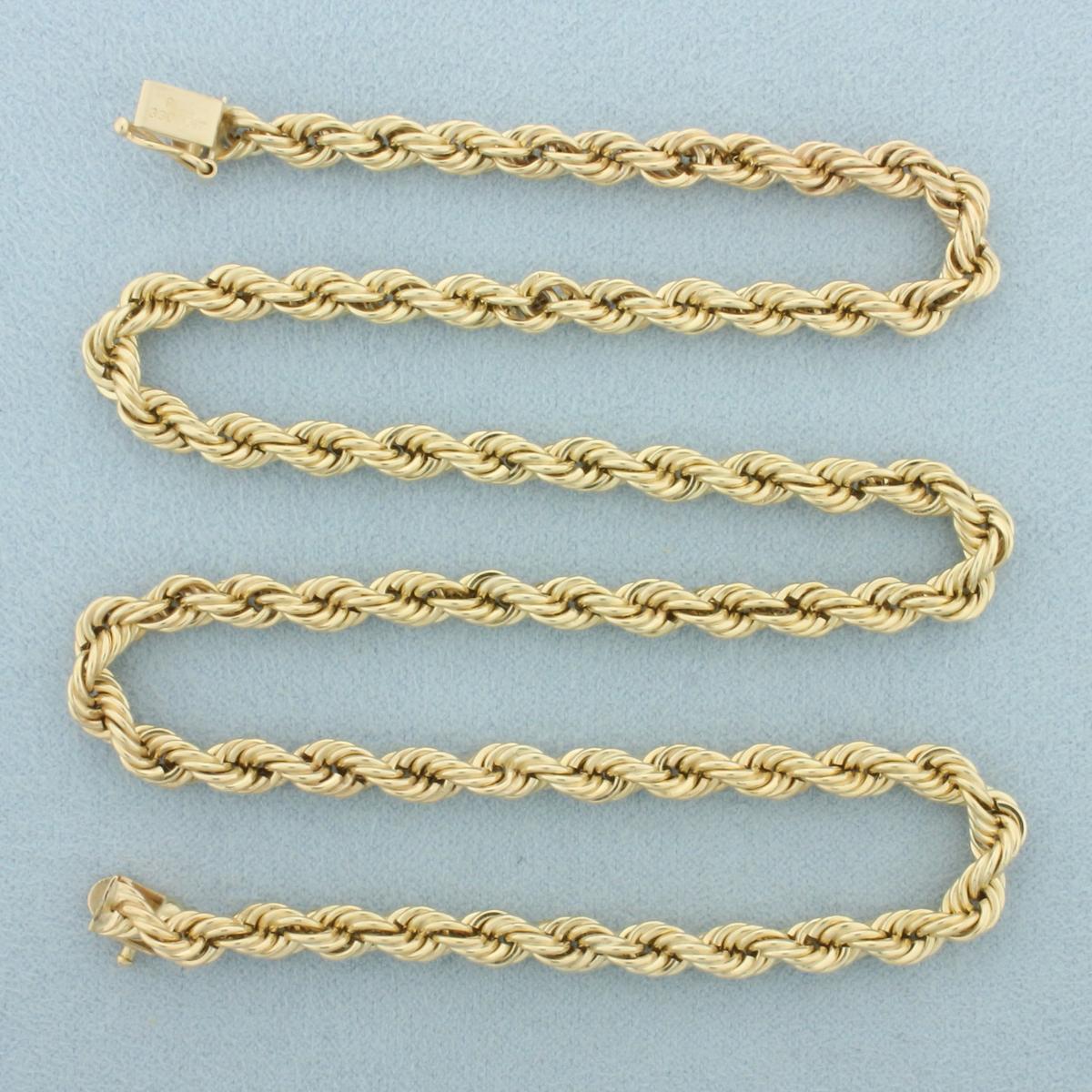 18 Inch Rope Link Chain Necklace In 14k Yellow Gold