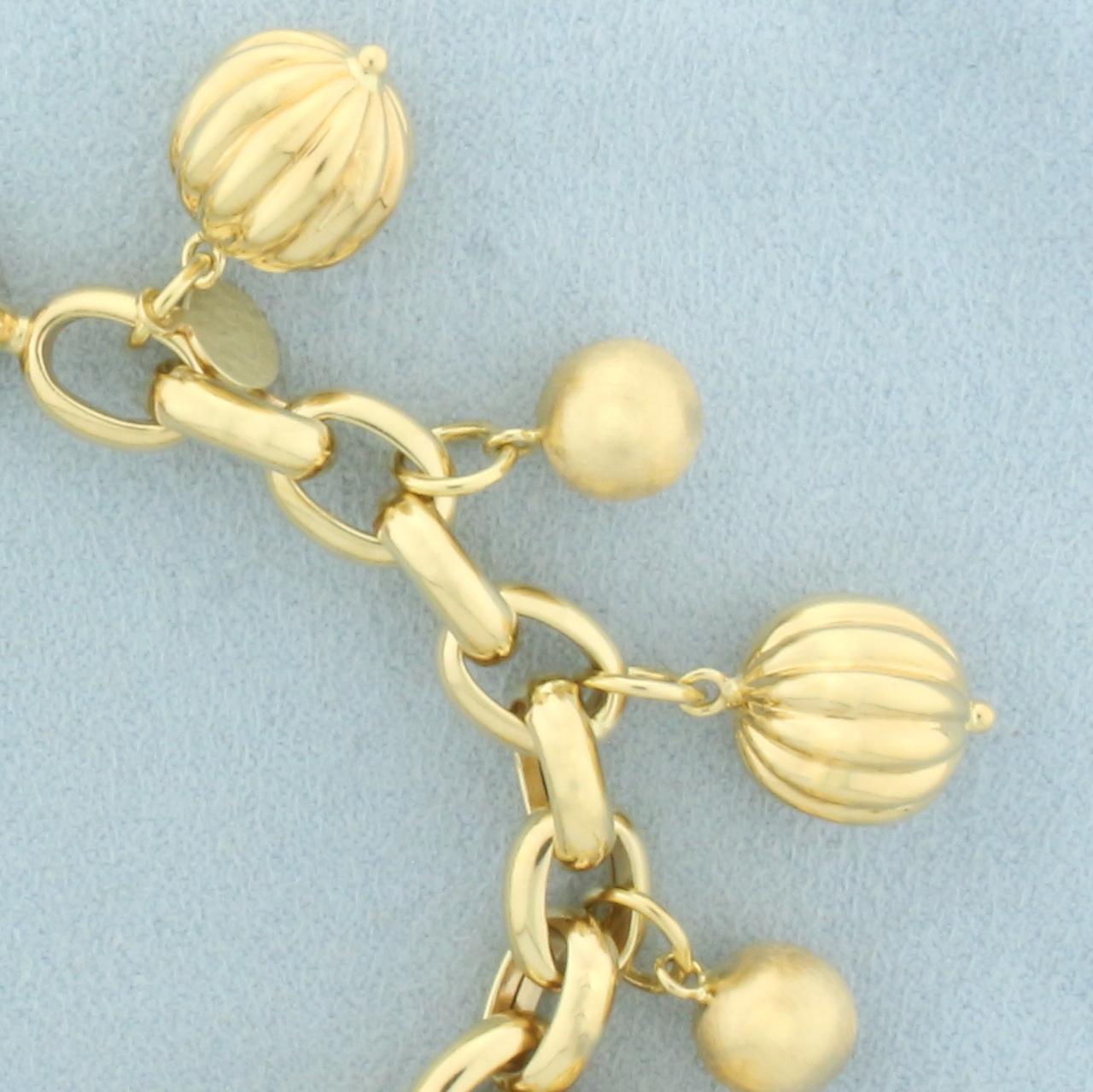 Italian Ball Bead Dangle Bracelet In 18k Yellow Gold