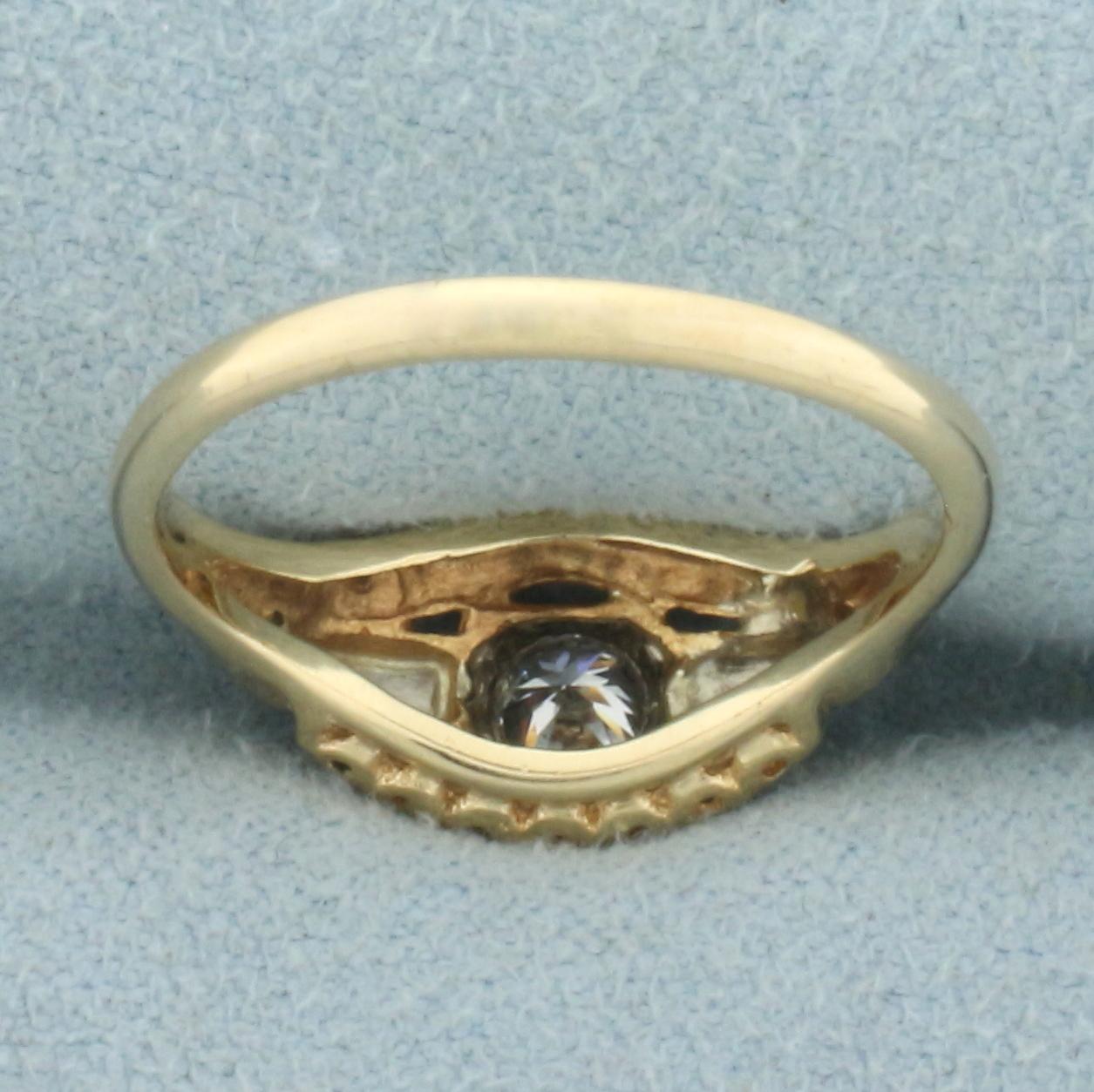 Vintage Diamond Ring In 14k Yellow And White Gold