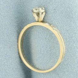 Vintage Diamond Engagement Or Promise Ring In 14k Yellow And White Gold