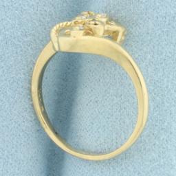 Diamond Leaf Nature Design Ring In 14k Yellow Gold