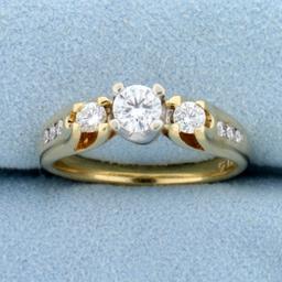 2/3ct Tw Diamond Engagement Ring In 14k White And Yellow Gold