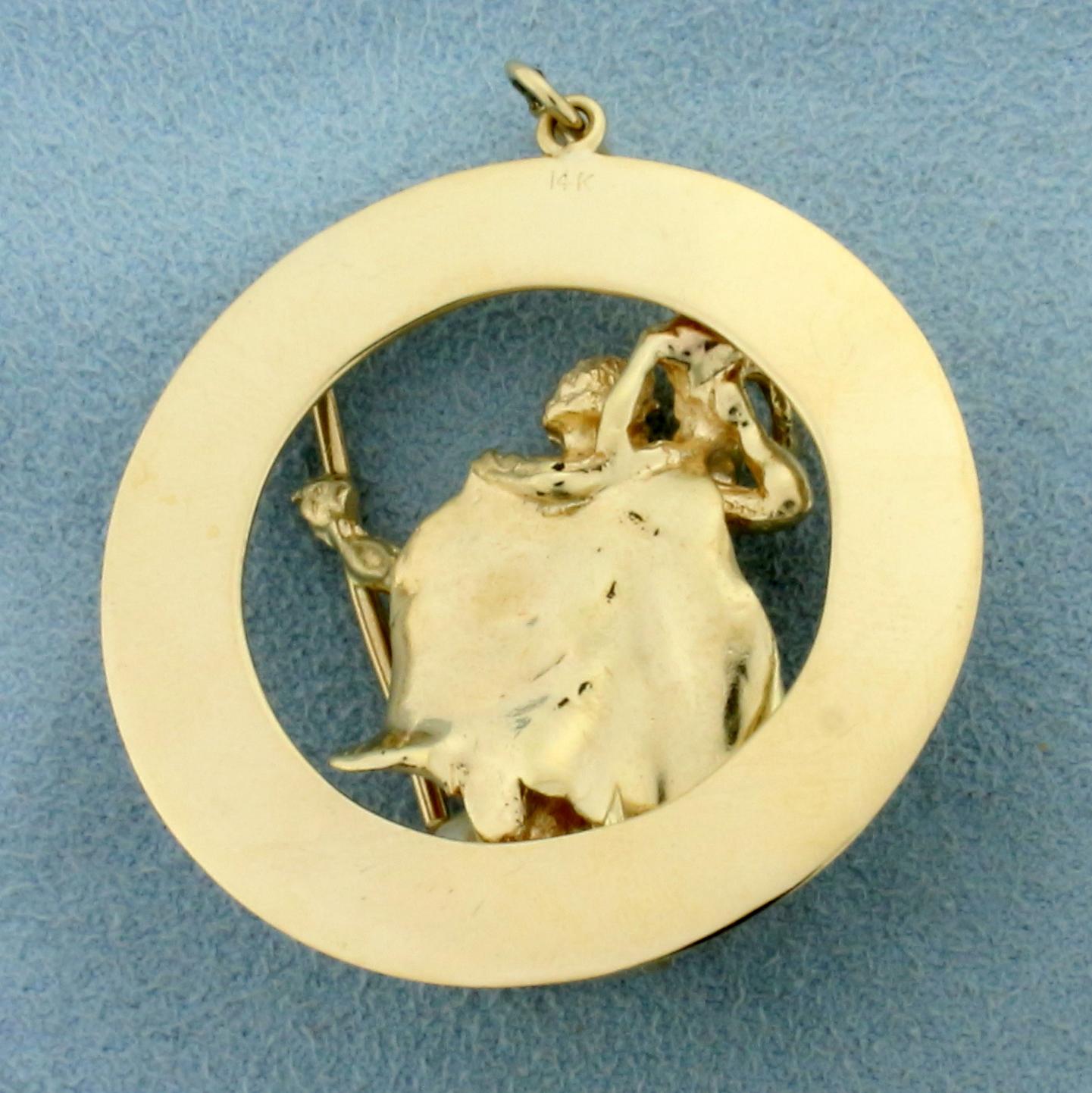 Saint Christopher Pendant In 14k Yellow Gold