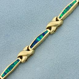 Opal Line Bracelet In 14k Yellow Gold