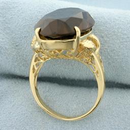 24ct Smoky Topaz Statement Ring In 14k Yellow Gold