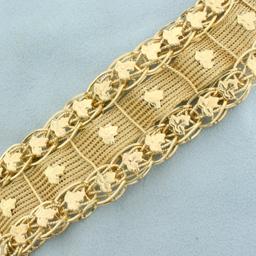 Designer Woven Link Leaf Nature Design Bracelet In 14k Yellow Gold