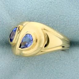 1.5ct Tw Tanzanite Two Stone Ring In 14k Yellow Gold