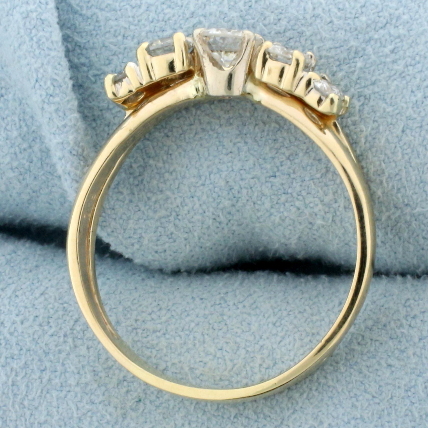 Antique Five Stone Diamond Wedding Or Anniversary Ring In 14k Yellow Gold