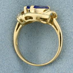 1ct Tw Tanzanite And Diamond Ring In 14k Yellow Gold