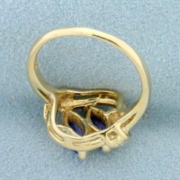 1ct Tw Tanzanite And Diamond Ring In 14k Yellow Gold
