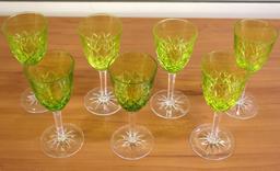 9 Piece Orrefors Helga Chartreuse Green Scandinavian Wine Glass Set