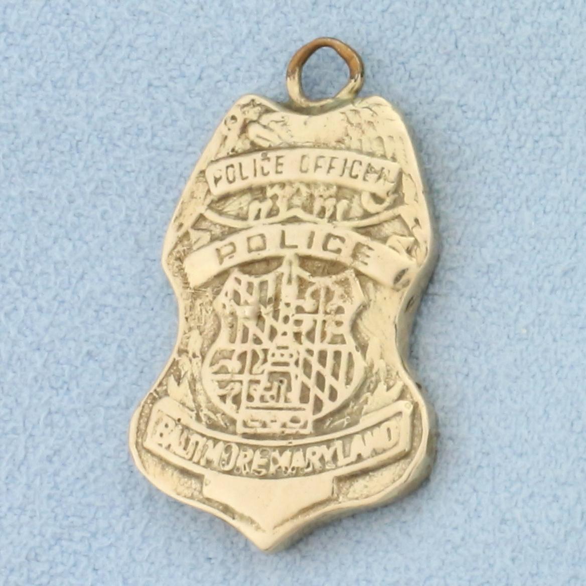 Vintage Baltimore Police Department Pendant In 14k Yellow Gold