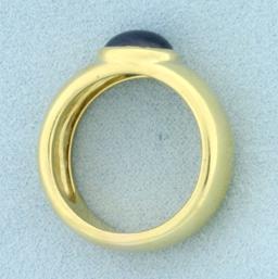 Mens Solitaire Sapphire Ring In 18k Yellow Gold