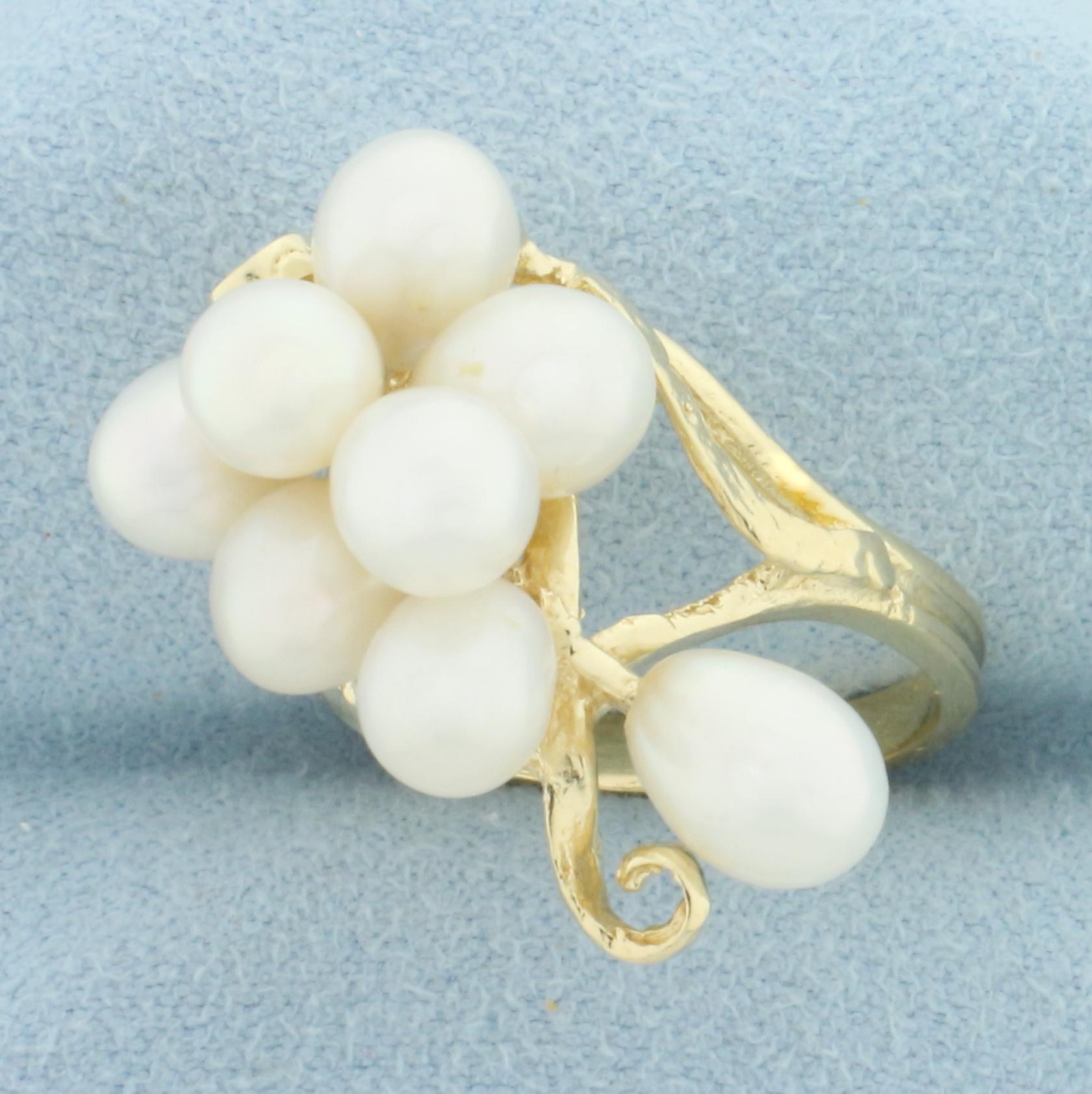 Teardrop Pearl Statement Ring In 14k Yellow Gol