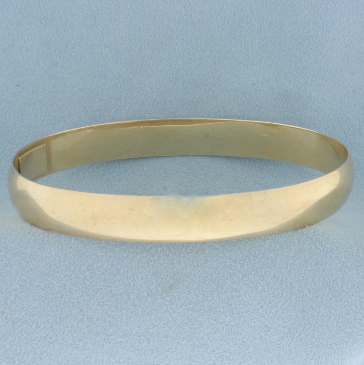 Heavy Solid Bangle Bracelet In 14k Yellow Gold