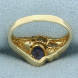 Tanzanite And Diamond Ring In 14k Yellow Gold