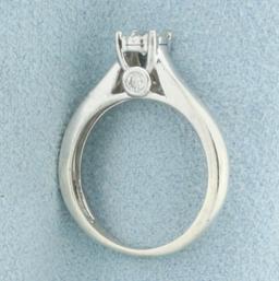 Illusion Set Diamond Engagement Ring In Sterling Silver