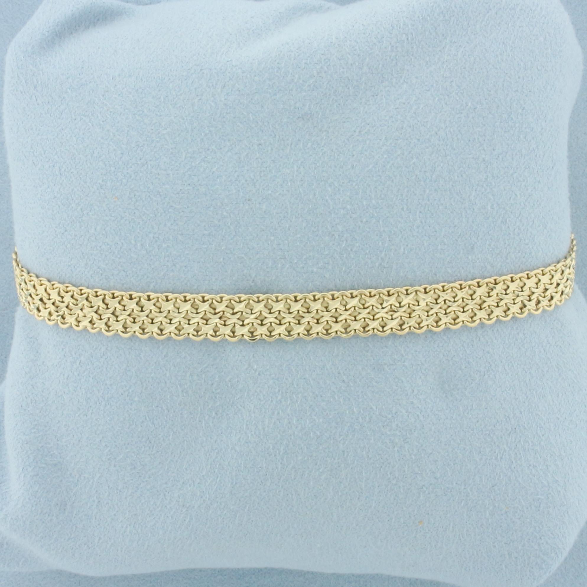 Italian Diamond Cut Mesh Bracelet In 14k Yellow Gold