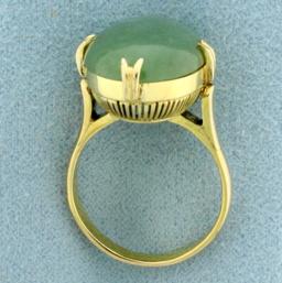 Jade Solitaire Statement Ring In 14k Yellow Gold