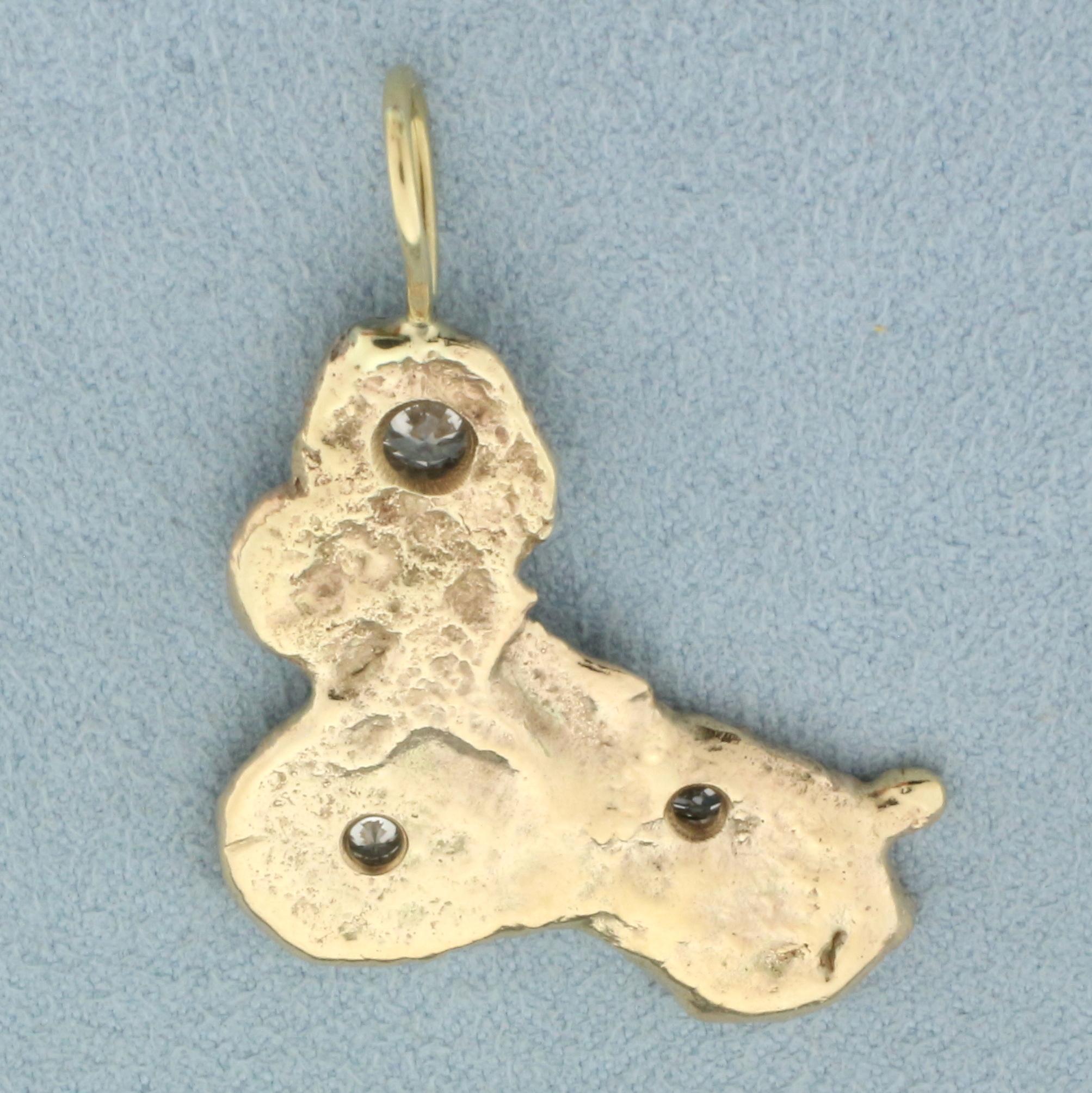 Diamond Nugget Pendant In 14k Yellow Gold