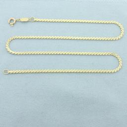 Italian 15 Inch Serpentine Link Chain Necklace In 14k Yellow Gold