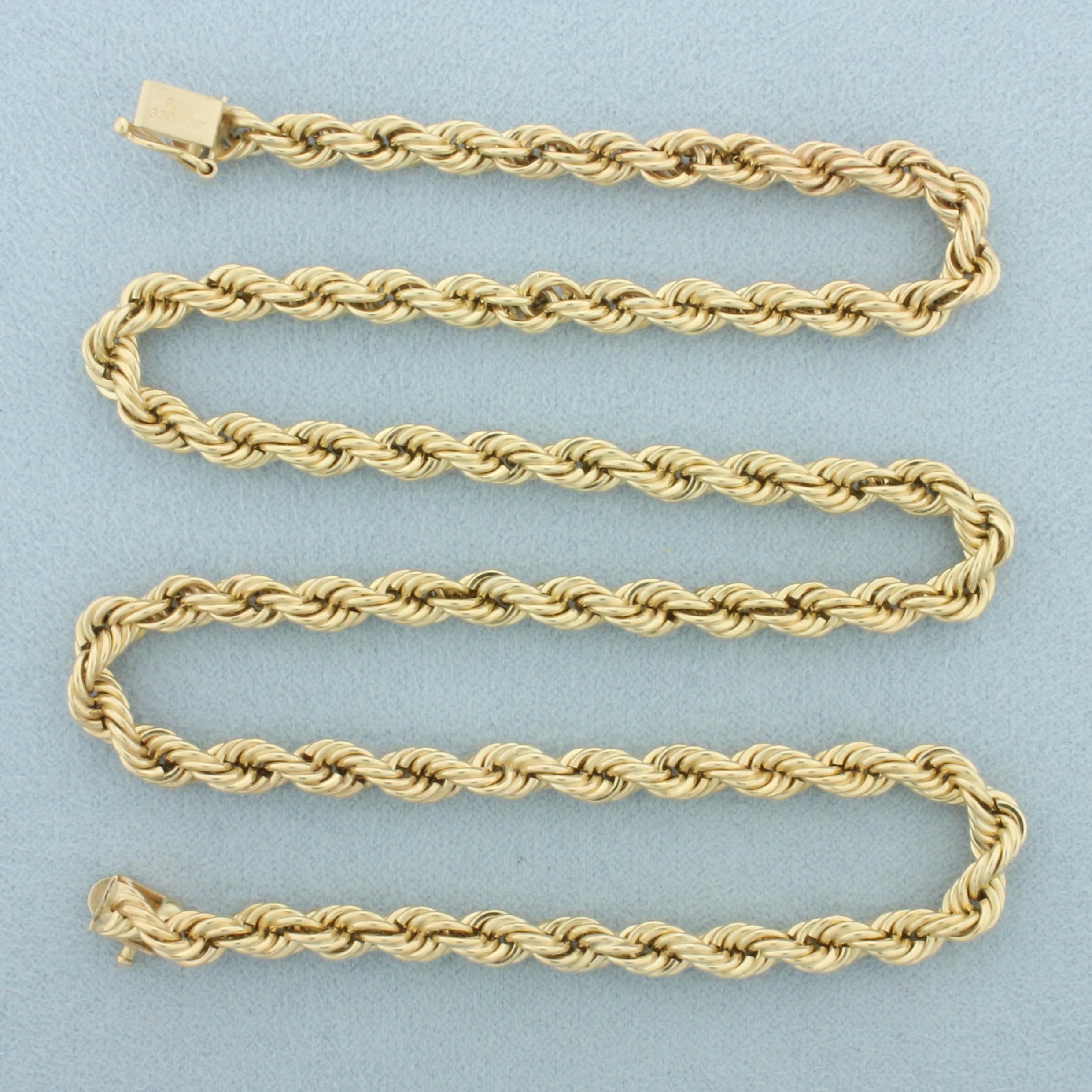 18 Inch Rope Link Chain Necklace In 14k Yellow Gold