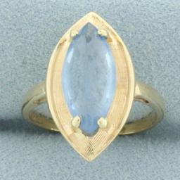 Vintage Marquise Blue Topaz Solitaire Ring In 14k Yellow Gold