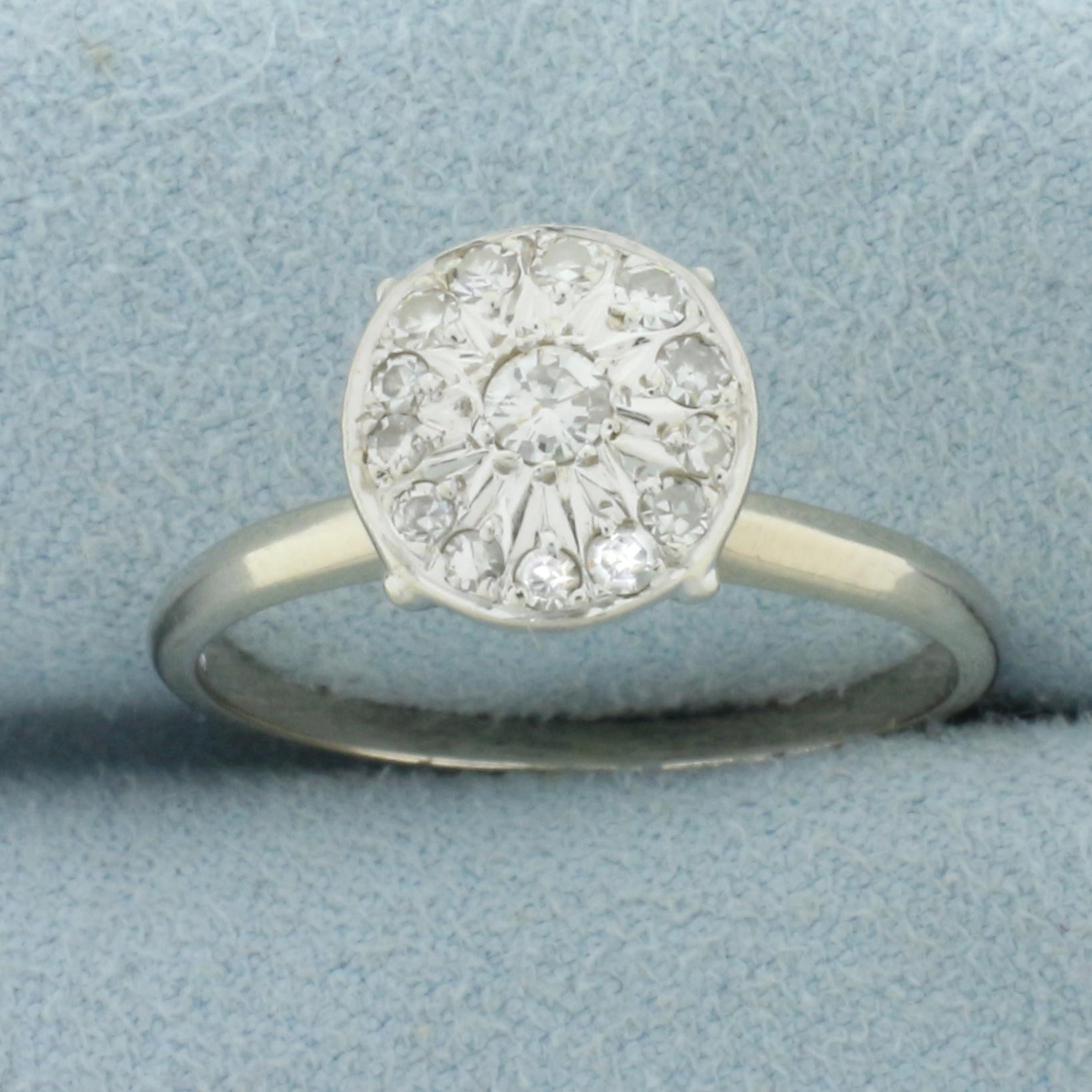 Pave Diamond Disc Design Ring In 14k White Gold