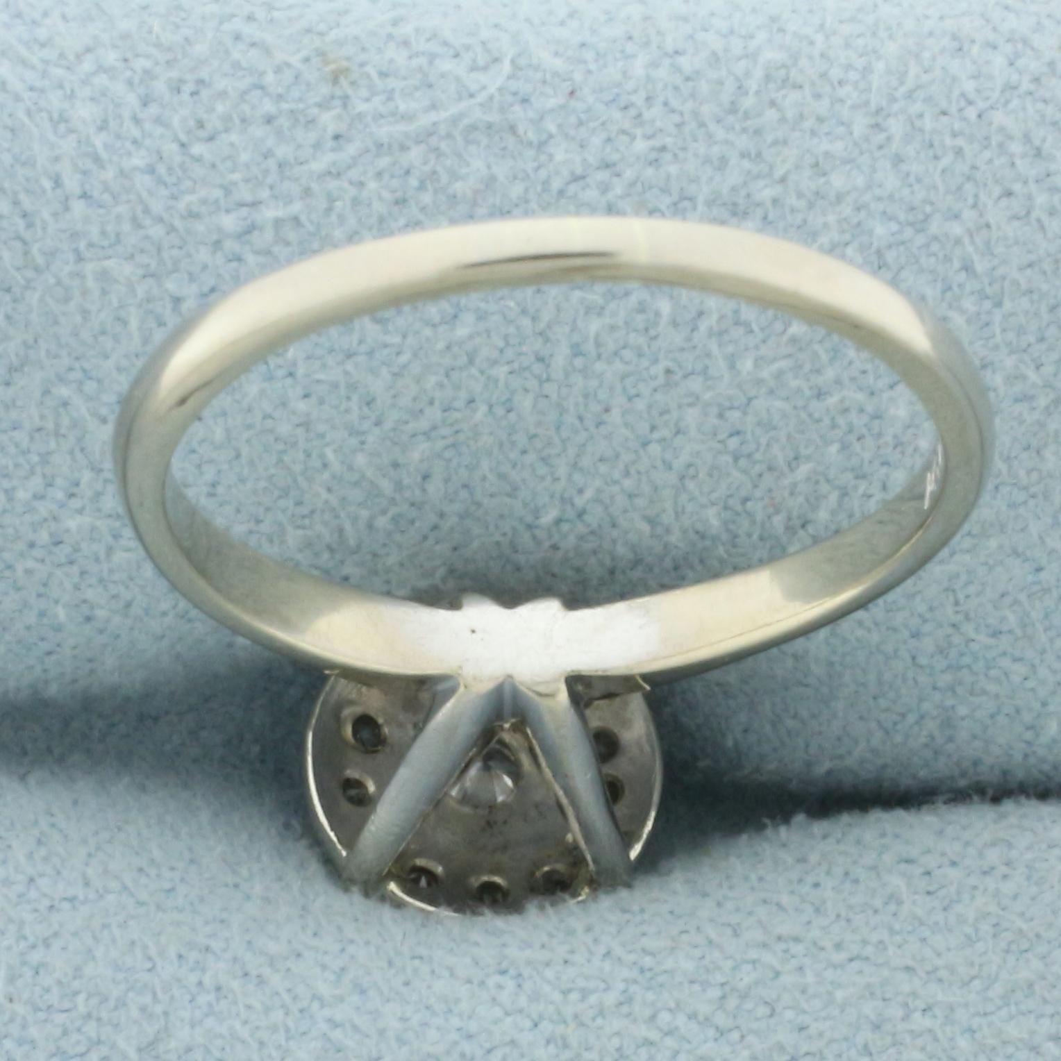 Pave Diamond Disc Design Ring In 14k White Gold
