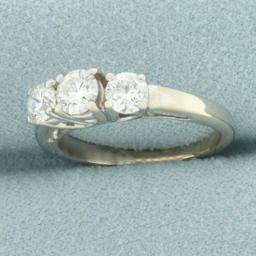 3-stone Diamond Wedding Ring In 14k White Gold