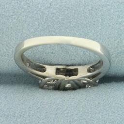 3-stone Diamond Wedding Ring In 14k White Gold