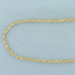 16.5 Inch Diamond Cut Rope Link Chain Necklace In 14k Yellow Gold