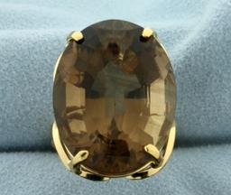 40ct Smokey Topaz Statement Ring In 18k Gold