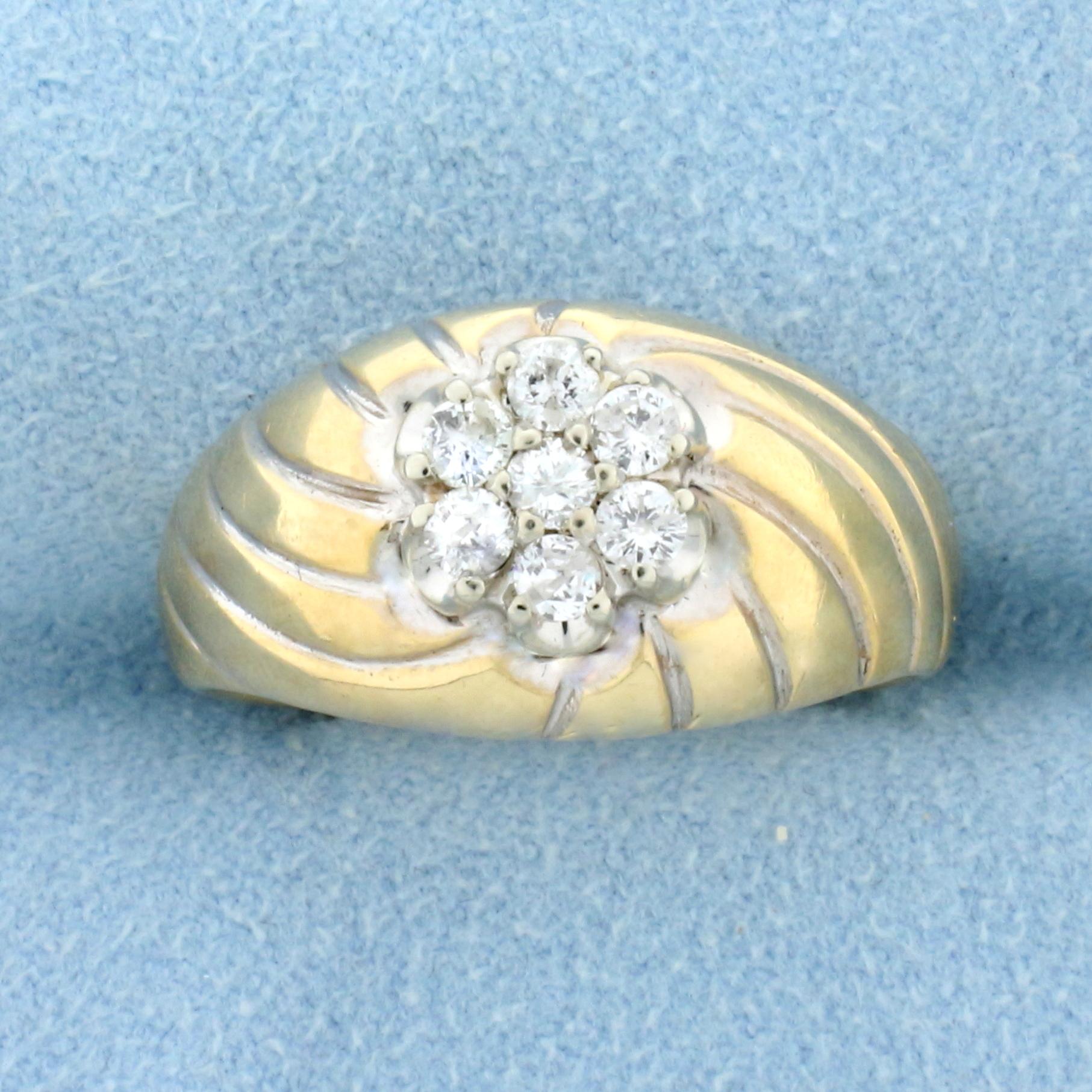 Vintage Diamond Dome Ring In 14k Yellow Gold