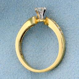 1/2ct Tw Marquise And Round Diamond Bypass Engagement Ring In 14k Yellow Gold