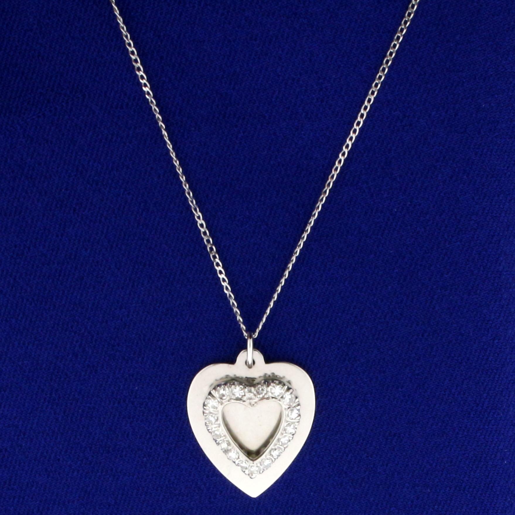 1/3ct Tw Diamond Heart Pendant With Chain In 14k White Gold