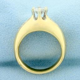 Over 1ct Tw Diamond Engagement Ring In 14k Yellow Gold