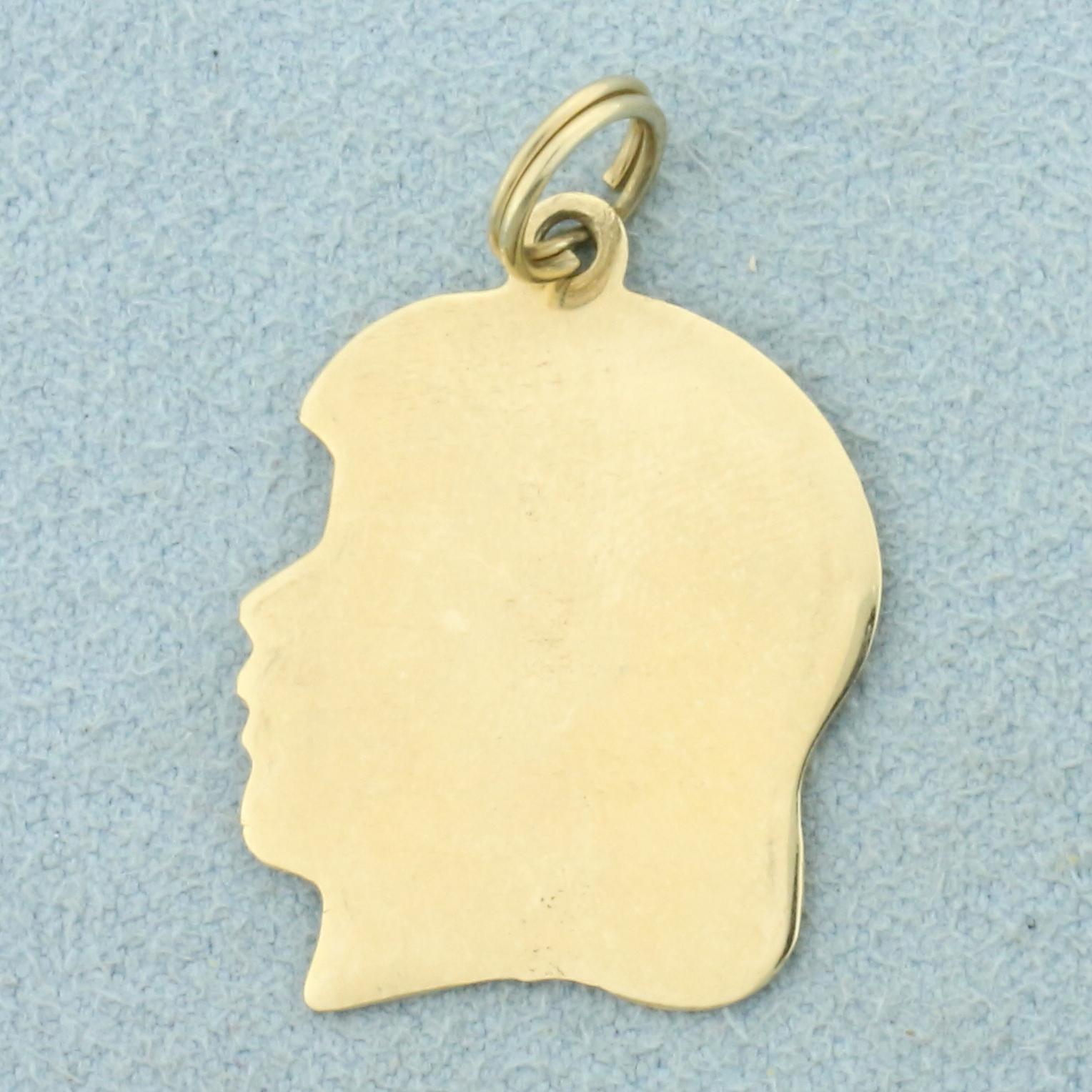 Girl Silhouette Pendant In 14k Yellow Gold