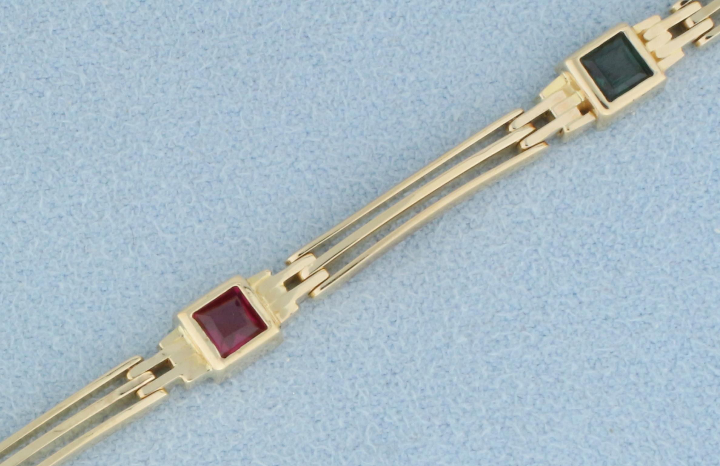 Multi Color Sapphire Bracelet In 14k Yellow Gold