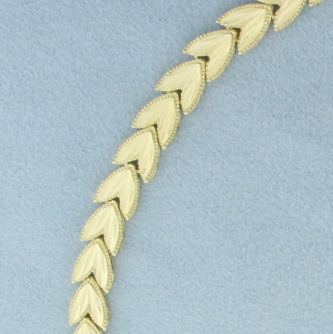 Designer Leaf Design Diamond Cut Necklace In 14k Yellow Gold