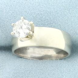 Diamond Solitaire Engagement Ring In 14k White Gold